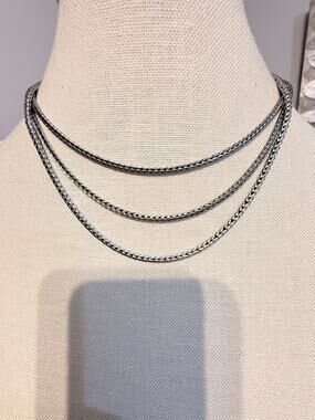 Vintage Silver Tone Multi Strand Necklace 15”
